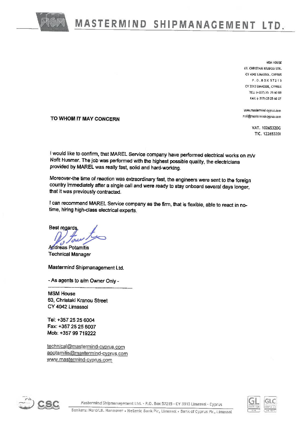 Document thumbnail: Mastermind Shipmanagement Ltd