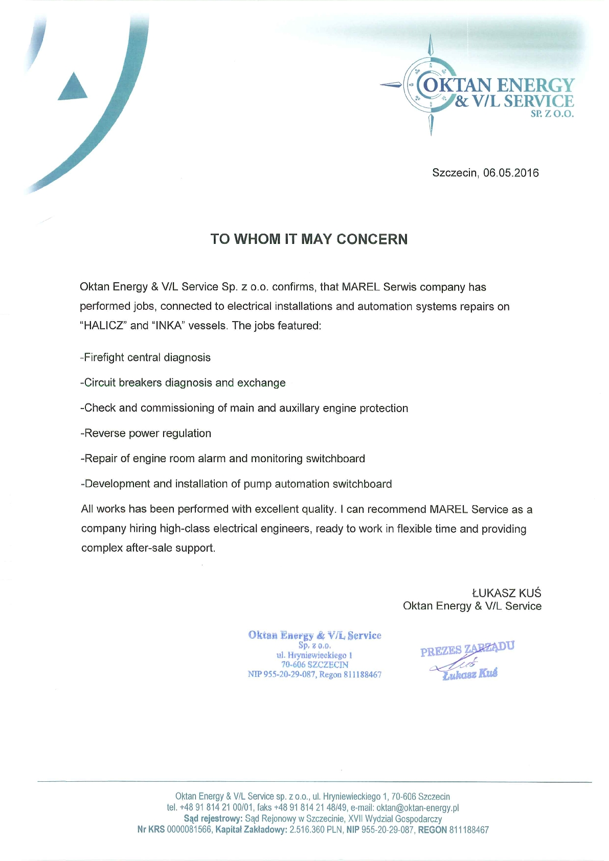 Document thumbnail: Oktan Energy & V/L Service