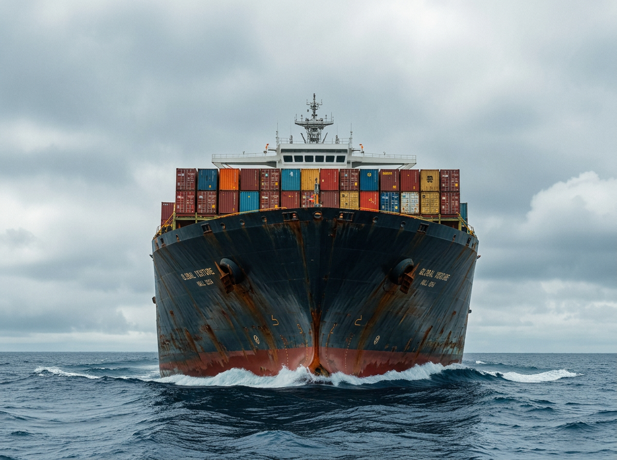 Container ship at sea